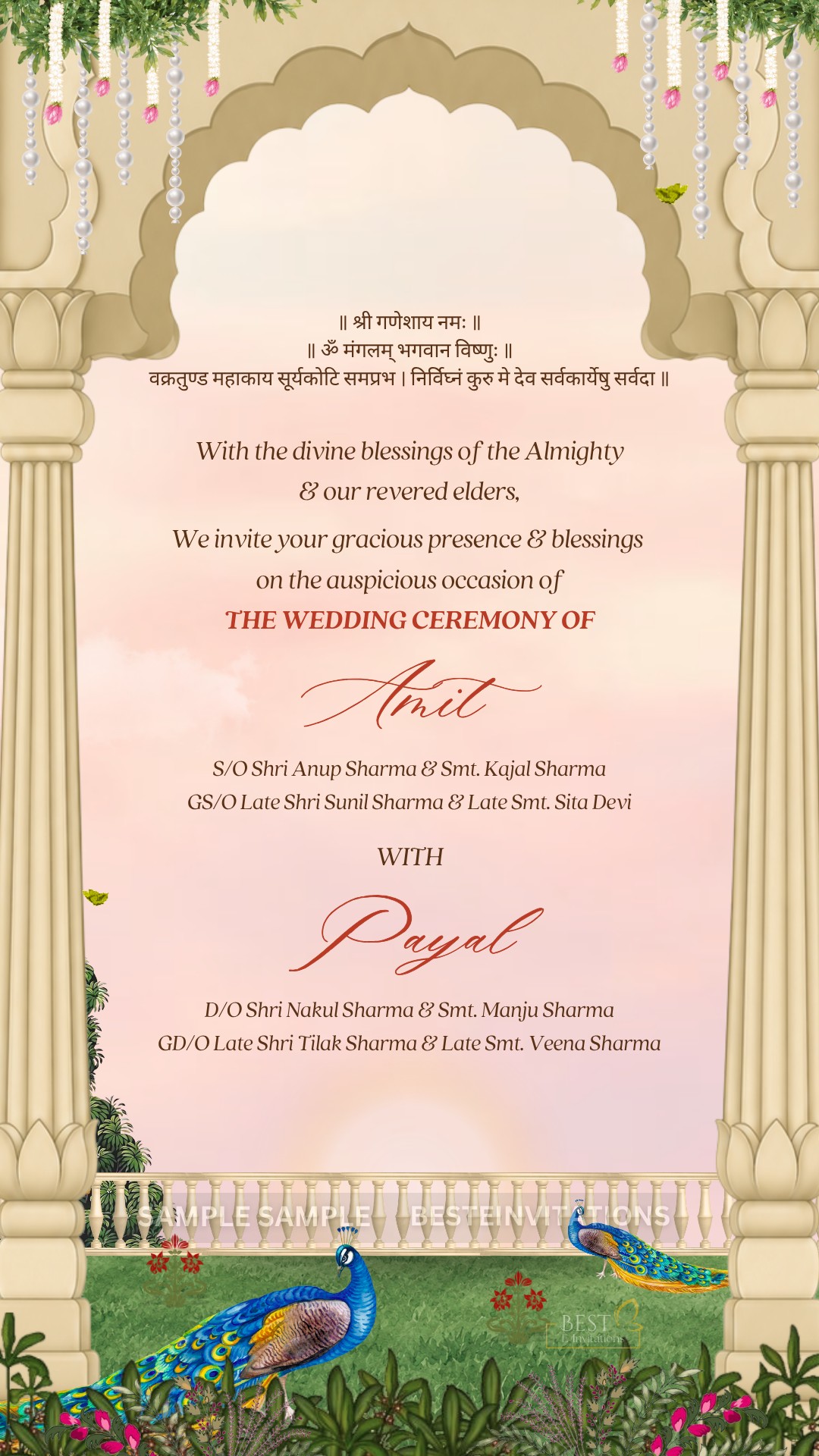 Wedding invitation with Ganesh Ji blessing